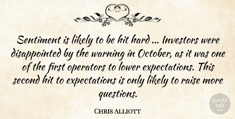 Chris Alliott Quote About Hard, Hit, Investors, Likely, Lower: Sentiment Is Likely To Be...