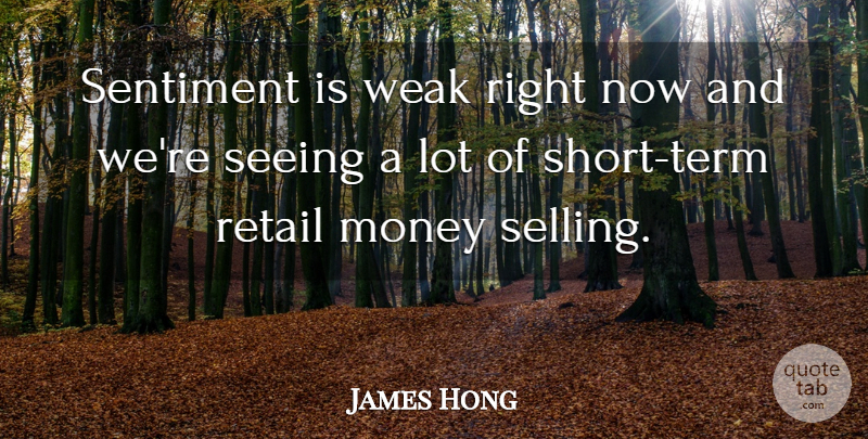 James Hong Quote About Money, Retail, Seeing, Sentiment, Weak: Sentiment Is Weak Right Now...