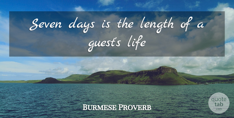Burmese Proverb Quote About Days, Length, Life, Seven: Seven Days Is The Length...