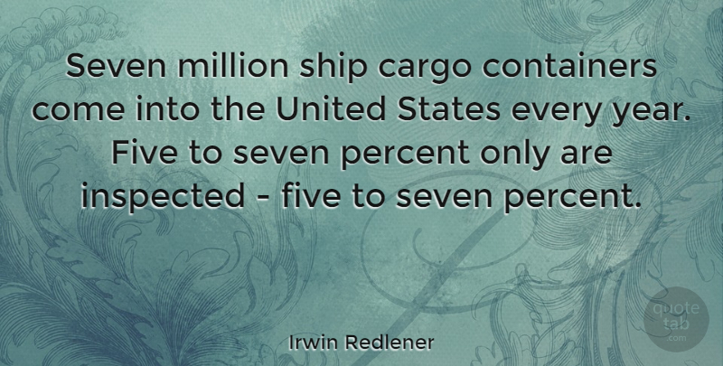 Irwin Redlener Quote About Years, Ships, United States: Seven Million Ship Cargo Containers...