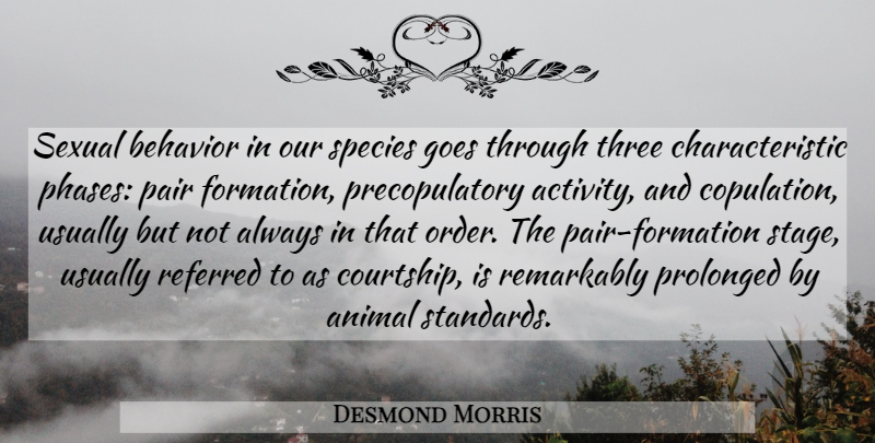 Desmond Morris Quote About Animal, Order, Three: Sexual Behavior In Our Species...