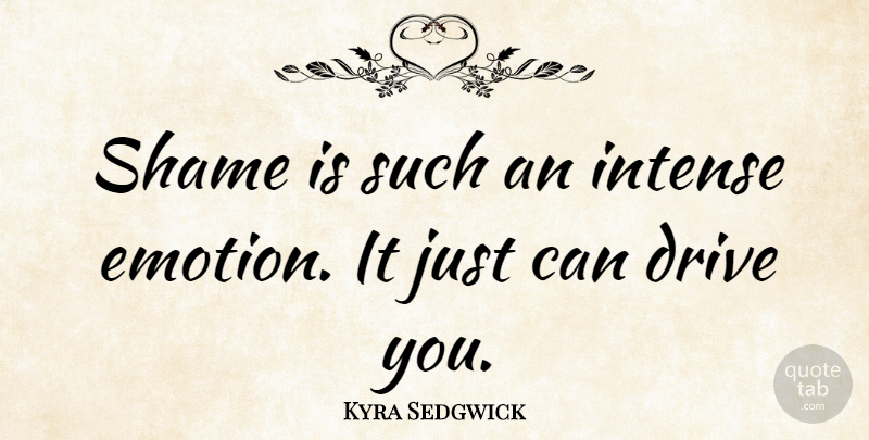 Kyra Sedgwick Quote About Intense Emotions, Emotion, Shame: Shame Is Such An Intense...