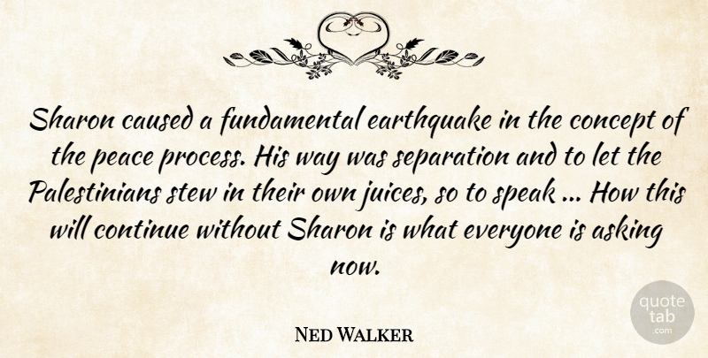 Ned Walker Quote About Asking, Caused, Concept, Continue, Earthquake: Sharon Caused A Fundamental Earthquake...