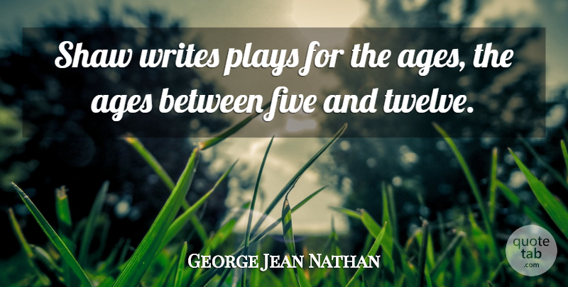 George Jean Nathan Quote About Writing, Play, Age: Shaw Writes Plays For The...