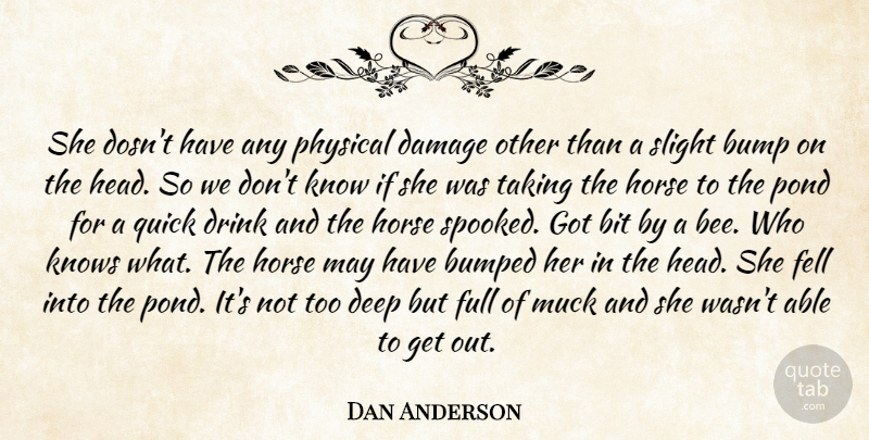 Dan Anderson Quote About Bit, Bump, Bumped, Damage, Deep: She Dosnt Have Any Physical...