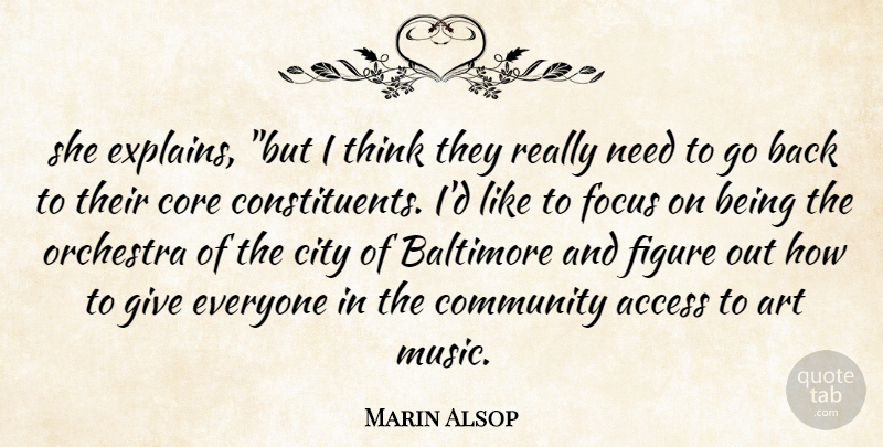 Marin Alsop Quote About Access, Art, Baltimore, City, Community: She Explains But I Think...