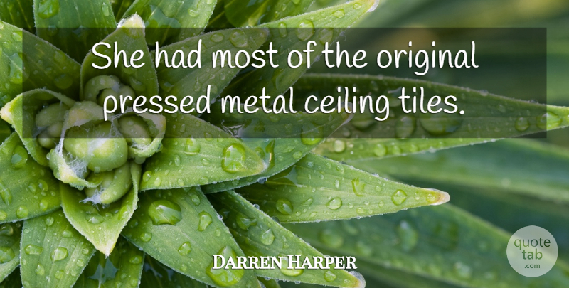 Darren Harper Quote About Ceiling, Metal, Original, Pressed: She Had Most Of The...