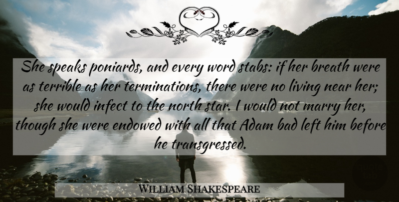 William Shakespeare Quote About Stars, Anger, Speak: She Speaks Poniards And Every...
