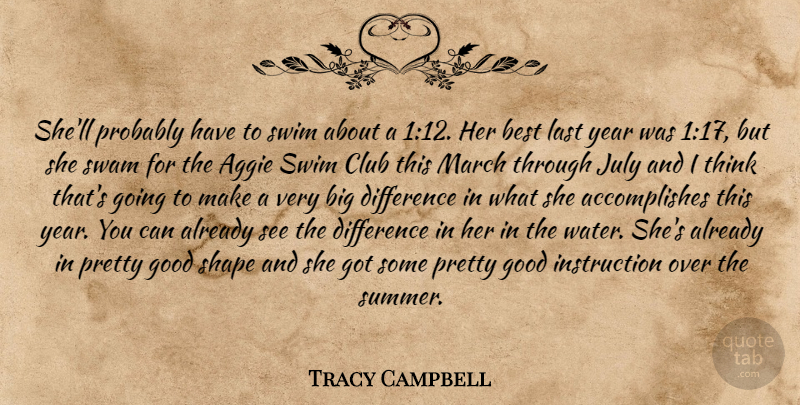 Tracy Campbell Quote About Best, Club, Difference, Good, July: Shell Probably Have To Swim...