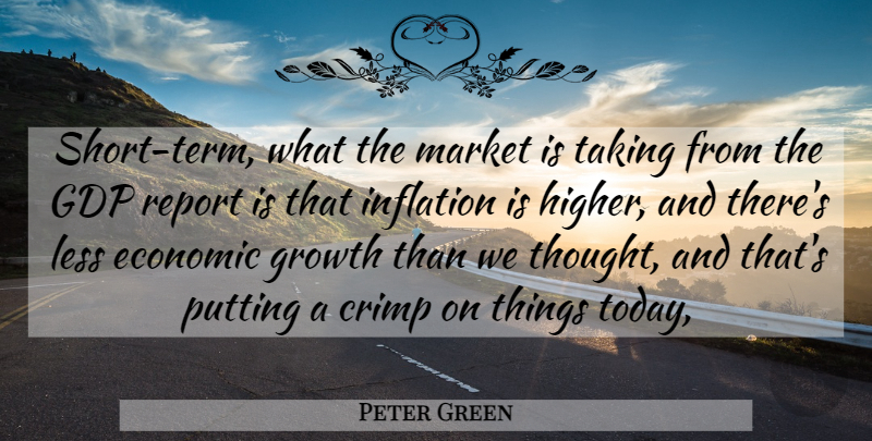 Peter Green Quote About Economic, Growth, Inflation, Less, Market: Short Term What The Market...