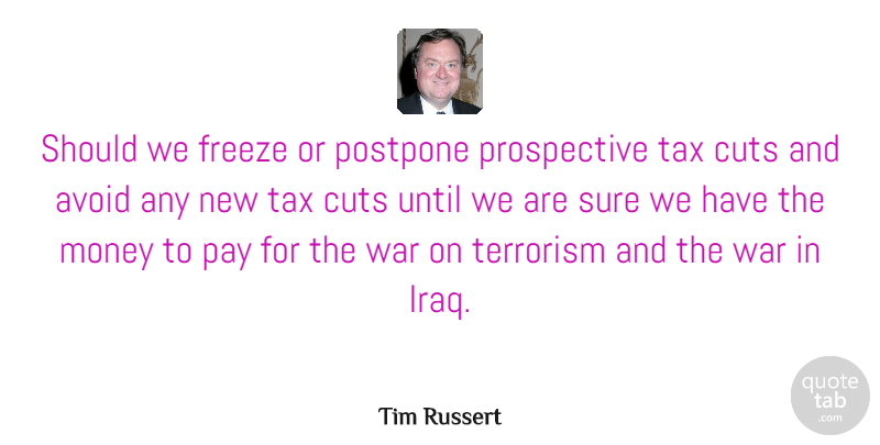 Tim Russert Quote About Avoid, Cuts, Freeze, Money, Pay: Should We Freeze Or Postpone...