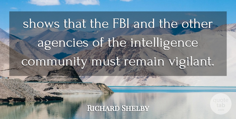 Richard Shelby Quote About Agencies, Community, Fbi, Intelligence, Remain: Shows That The Fbi And...