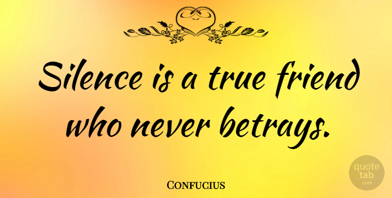 Confucius Quote About Friendship, True Friend, Silence: Silence Is A True Friend...