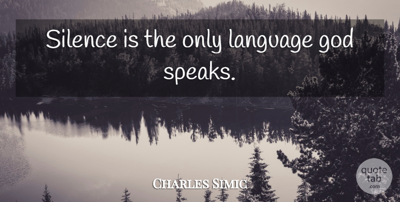 Charles Simic Quote About Silence, Language, Speak: Silence Is The Only Language...