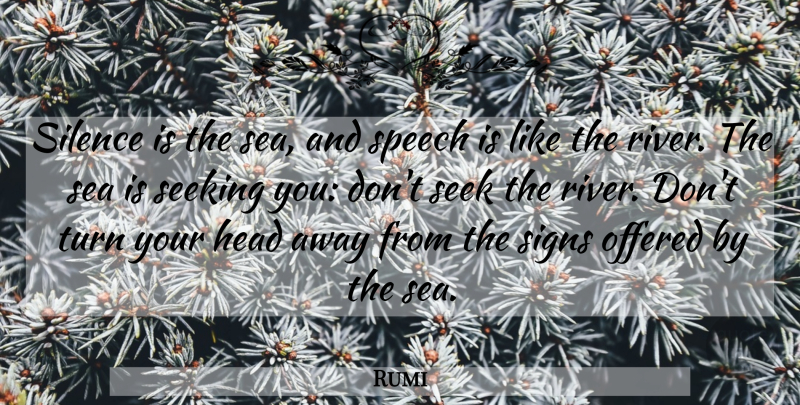 Rumi Quote About Sea, Rivers, Silence: Silence Is The Sea And...