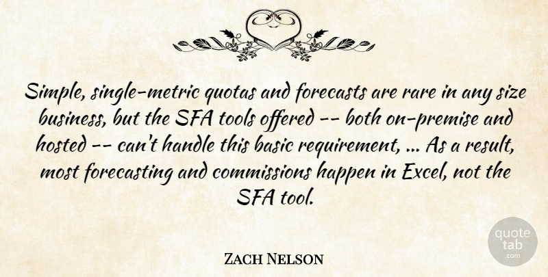 Zach Nelson Quote About Basic, Both, Forecasts, Handle, Happen: Simple Single Metric Quotas And...