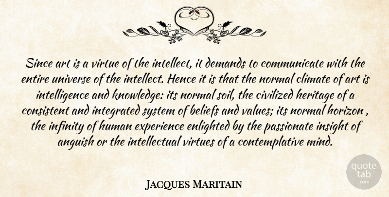 Jacques Maritain Quote About Art, Intellectual, Mind: Since Art Is A Virtue...