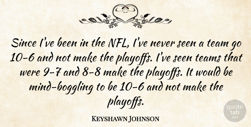 Keyshawn Johnson Quote About Seen, Since, Team, Teams: Since Ive Been In The...