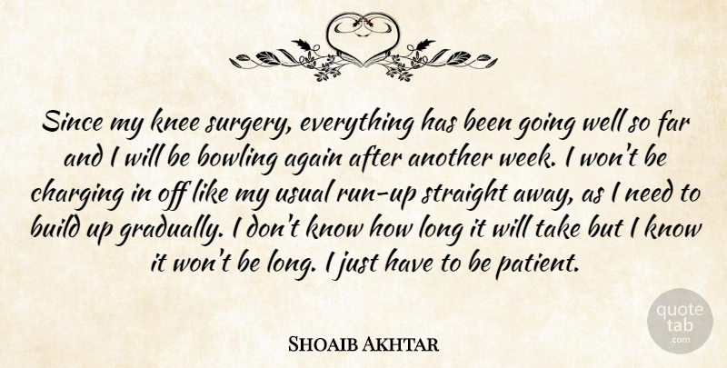 Shoaib Akhtar Quote About Again, Bowling, Build, Far, Knee: Since My Knee Surgery Everything...