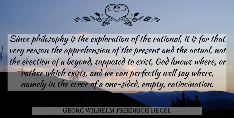 Georg Wilhelm Friedrich Hegel Quote About Philosophy, Philosophical, Reality: Since Philosophy Is The Exploration...