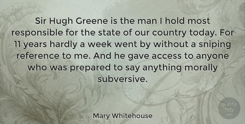 Mary Whitehouse Quote About Country, Men, Years: Sir Hugh Greene Is The...
