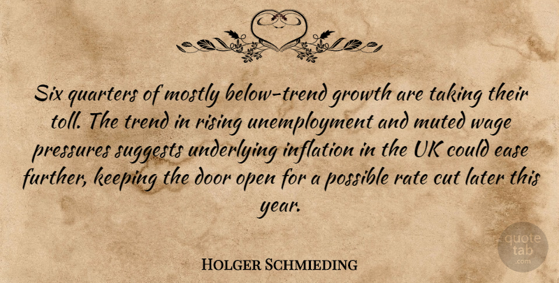 Holger Schmieding Quote About Cut, Door, Ease, Growth, Inflation: Six Quarters Of Mostly Below...