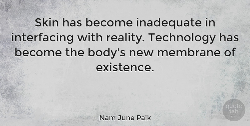Nam June Paik Quote About Reality, Technology, Skins: Skin Has Become Inadequate In...