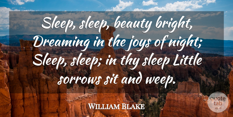 William Blake Quote About Beauty, Dreaming, Joys, Sit, Sleep: Sleep Sleep Beauty Bright Dreaming...