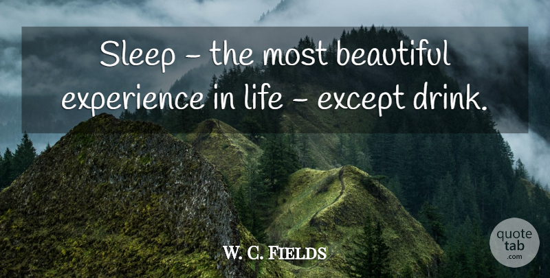 W. C. Fields Quote About Beautiful, Drinking, Sleep: Sleep The Most Beautiful Experience...