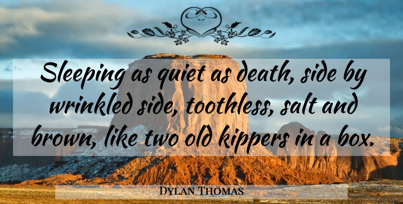 Dylan Thomas Quote About Sleep, Two, Salt: Sleeping As Quiet As Death...