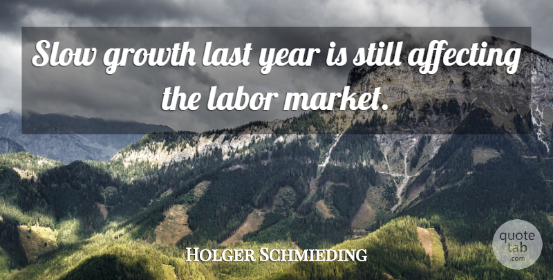Holger Schmieding Quote About Affecting, Growth, Labor, Last, Slow: Slow Growth Last Year Is...