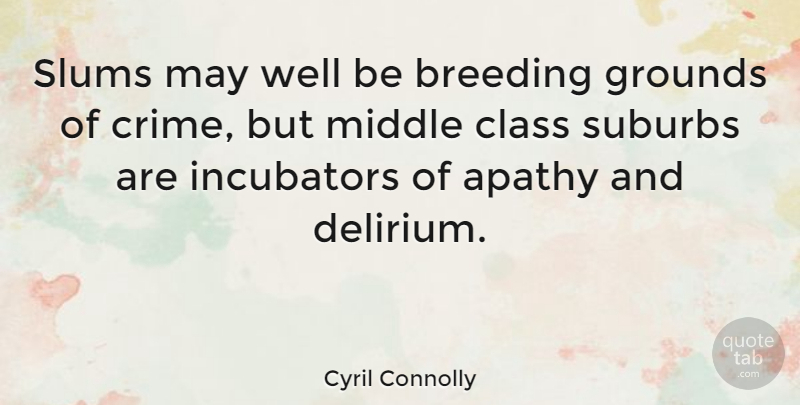Cyril Connolly Quote About Class, Delirium Tremens, Apathy: Slums May Well Be Breeding...