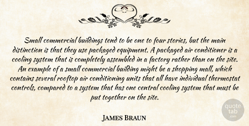 James Braun Quote About Air, Buildings, Central, Commercial, Compared: Small Commercial Buildings Tend To...