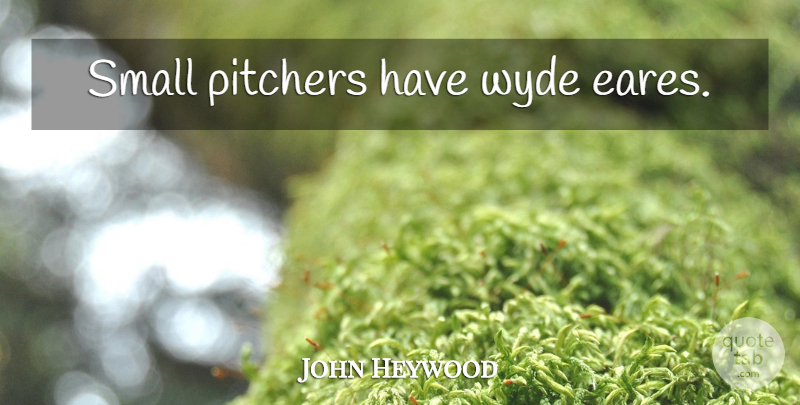 John Heywood Quote About Pitcher: Small Pitchers Have Wyde Eares...
