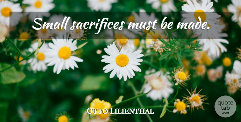 Otto Lilienthal Quote About Sacrifice, Made: Small Sacrifices Must Be Made...