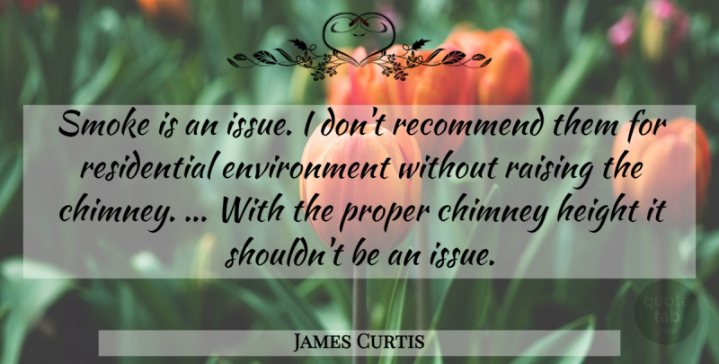 James Curtis Quote About Chimney, Environment, Height, Proper, Raising: Smoke Is An Issue I...
