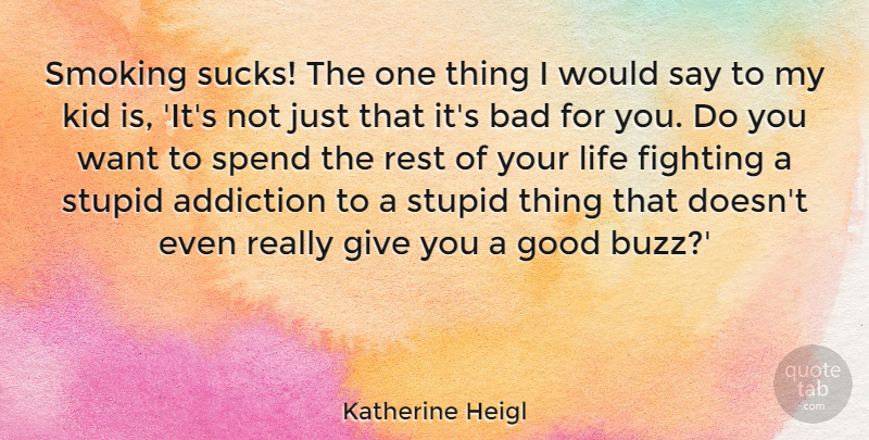 Katherine Heigl Quote About Stupid, Kids, Fighting: Smoking Sucks The One Thing...