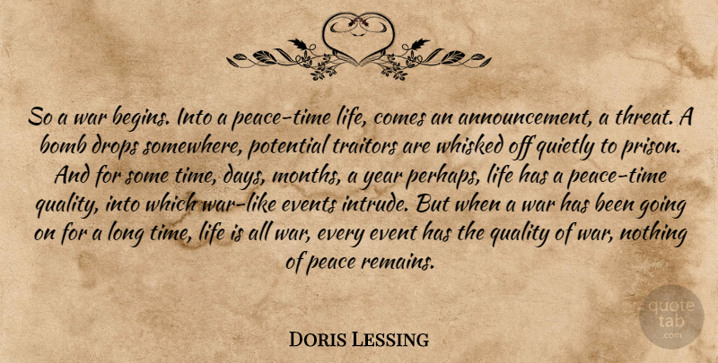 Doris Lessing Quote About War, Years, Long: So A War Begins Into...