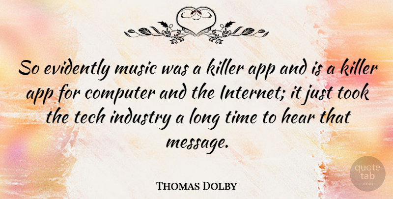 Thomas Dolby Quote About Technology, Long, Killers: So Evidently Music Was A...