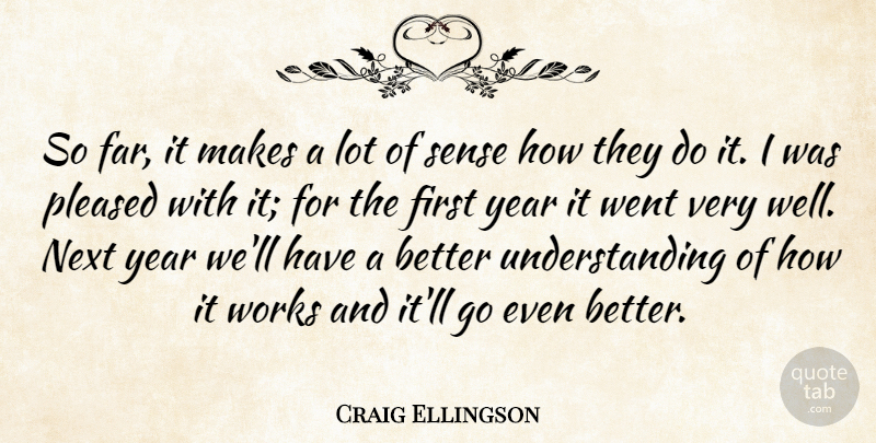 Craig Ellingson Quote About Next, Pleased, Understanding, Works, Year: So Far It Makes A...