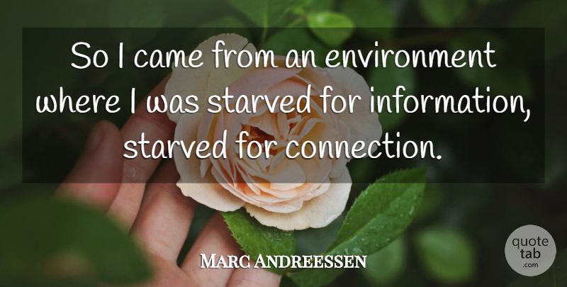 Marc Andreessen Quote About Connections, Information, Environment: So I Came From An...
