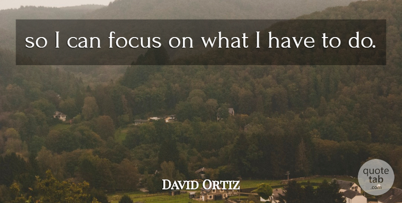 David Ortiz Quote About Focus: So I Can Focus On...