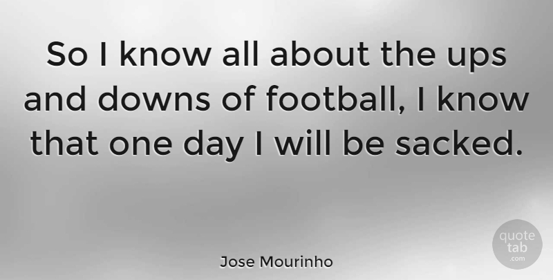 Jose Mourinho Quote About Football, Inspirational Soccer, One Day: So I Know All About...