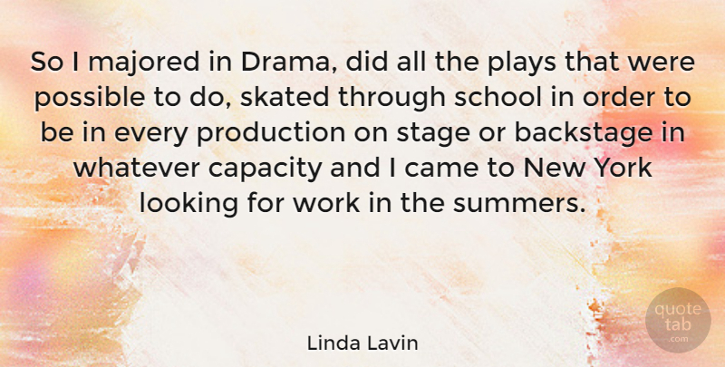 Linda Lavin Quote About Summer, New York, Drama: So I Majored In Drama...