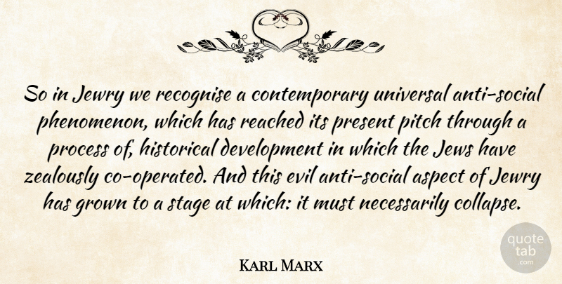 Karl Marx Quote About Evil, Historical, Development: So In Jewry We Recognise...