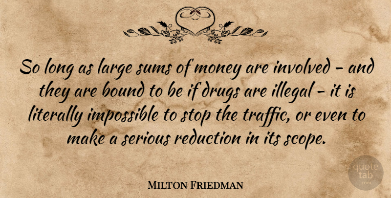 Milton Friedman Quote About Long, Drug, Serious: So Long As Large Sums...