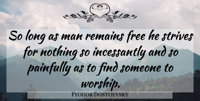 Fyodor Dostoevsky Quote About Men, Long, Deep Thought: So Long As Man Remains...