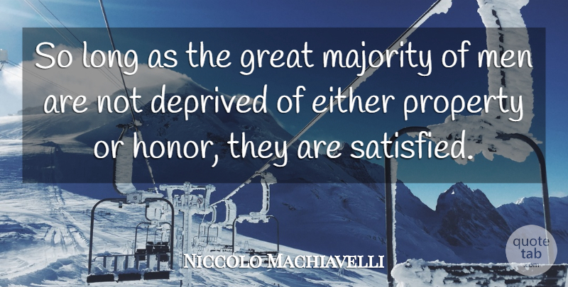 Niccolo Machiavelli Quote About Men, Long, Honor: So Long As The Great...