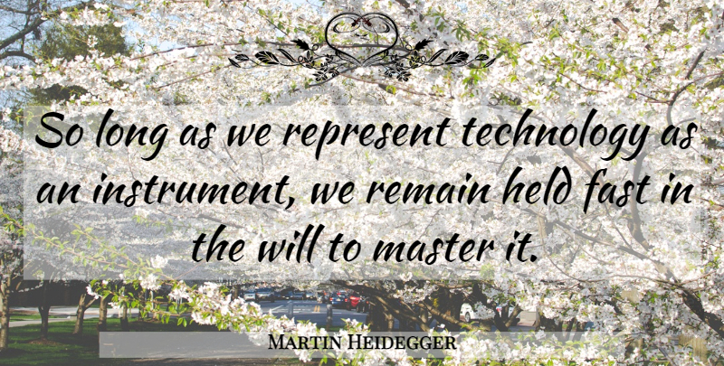 Martin Heidegger Quote About Technology, Long, Instruments: So Long As We Represent...