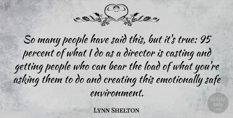 Lynn Shelton Quote About Safe Environment, Creating, People: So Many People Have Said...